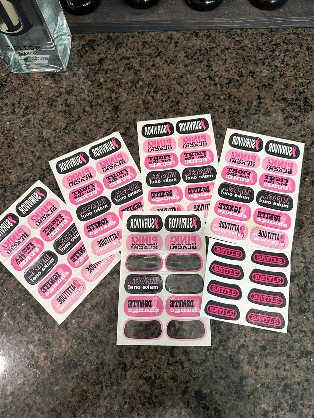 Pink & Black Breast Cancer Awareness under eye tatoos